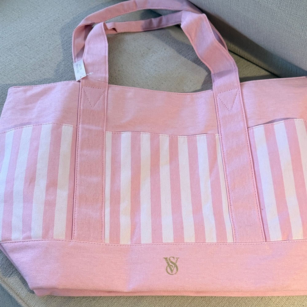 Victoria's Secret Light Pink Striped Tote
